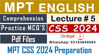 CSS MPT 2024  Lecture  5  English  Comprehension  CSS Screening Test  FPSC [upl. by Nij]