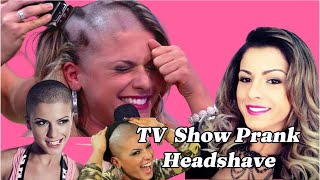 TV HEADSHAVE PRANK Brasilian model Babi Rossi got shaved head in a Game Show prank HD [upl. by Dimo]