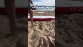 Person is trying to bite people on the beach with his toes [upl. by Akilak]