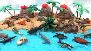 Toys Dinosaur Mini Set DIV Volcano Dinosaur Island  Volcano Eruption Playset Rex Triceratops 공룡 [upl. by Nywde627]