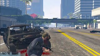 GTA 5 LSPD Vs Trevor 720p Pillbox Hill Downtown Los Santos Los Santos [upl. by Abihsot]