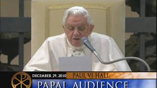 EWTN  Papal Audience  Pope Benedict XVI  December 29 2010 [upl. by Raines49]