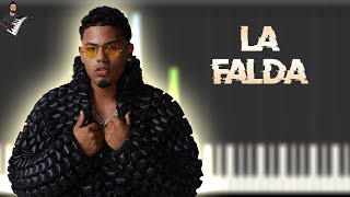 Myke Towers  LA FALDA  Instrumental Piano Tutorial  Partitura  Karaoke  MIDI [upl. by Shirah]