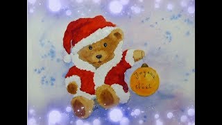 Tuto Aquarelle CARTES DE VOEUX  6  Joyeux Noël [upl. by Nedyarb]