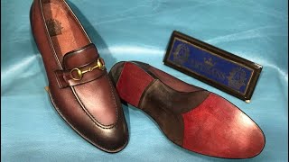 Burgundy Gucci Loafers Handmade Leather Shoes in Fiddle Back Base Sole with italian finished [upl. by Peria]