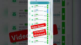 Video Earner Withdrawal Proof Today  Video Earner Payment Update Today shortsfeed shorts Viral [upl. by Beutler370]