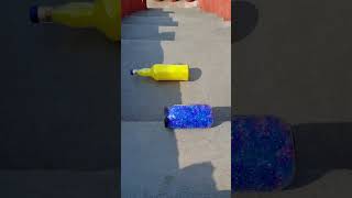 Blue vs Yellow Breaking glass bottles crushing soft things shorts asmr satisfying [upl. by Bev760]