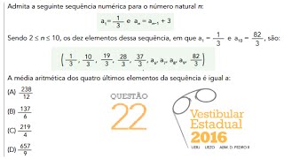 QUESTÃƒO 22 RESOLVIDA PROGRESSÃƒO ARITMÃ‰TICA UERJ 2016 MATEMÃTICA 1Â° EXAME DE QUALIFICAÃ‡ÃƒO [upl. by Niasuh]