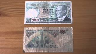 500 Türk Lirasi papermoney banknote of Turkey from the year 1970 [upl. by Arda981]