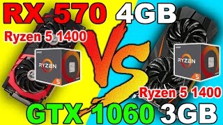 RX 570 VS GTX 1060 3GB  Ryzen 1400  Comparison [upl. by Acirat]