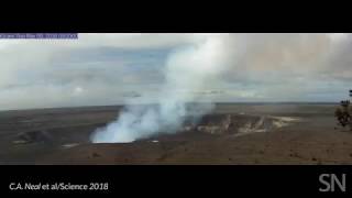 Watch Kilaueas summit caldera collapse  Science News [upl. by Alrats]