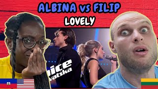 REACTION TO Albina vs Filip  Lovely Live on The Voice Croatia Battles  FIRST TIME HEARING [upl. by Kolnick925]