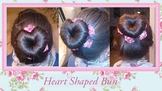 Cute Heart Bun Tutorial using a Scunci Heart Bun Maker [upl. by Ahsinev]