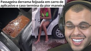 PASSAGEIRA DERRAMA FEIJOADA NO CARRO DO UBER AGRIDE O MOTORISTA E CHAMA A POLÍCIA [upl. by Auqinot]