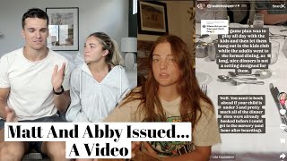 Matt And Abby Issued… A Video [upl. by Gerri]