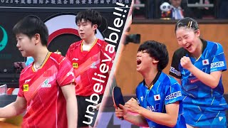 Sun Yingsha1Wang Chuqin2 vs Miwa Harimoto14Shunsuke Togami24 ITTF Mixed Team World Cup2023 [upl. by Aisylla]