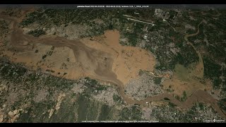 Visualisation en 3D de létendue des inondations dans la ville de Nowshera Pakistan  28082022 [upl. by Lyrpa]