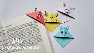 Diy kawaii bookmark  easy origami bookmark corner  Origami animals [upl. by Einnob452]