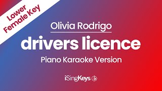 Drivers License  Olivia Rodrigo  Piano Karaoke Instrumental  Lower Female Key [upl. by Eiramanit]