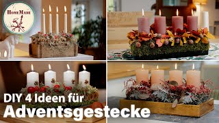 DIY  4 Ideen für längliche Adventsgestecke  einfache und natürliche Adventsdeko selber machen [upl. by Aikimat]