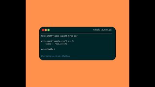 Python prettytable  Tabulate a CSV file [upl. by Ainak]