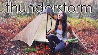 Bad Weather Wild Camping with Budget Lightweight Hiking Tent 🌧️🍂 Lanshan 2  Unexpected Thunderstorm [upl. by Hubble]