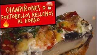 Champiñones o portobellos rellenos al horno  Oven baked stuffed mushrooms [upl. by Avictor974]