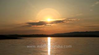 Rising sun reflection in the Denwa River at Satpura [upl. by Erodasi179]