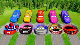 Mega Pixar Cars Pit Transform Lightning McQueen Into Evil Mcqueen BeamNGDrive Battle [upl. by Amri]