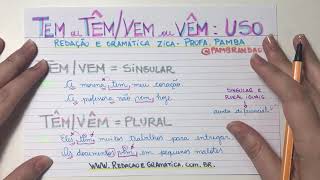 TEM ou TÊM  VEM ou VÊM COMO USAR CORRETAMENTE Acento diferencial  Profa Pamba [upl. by Rabelais]