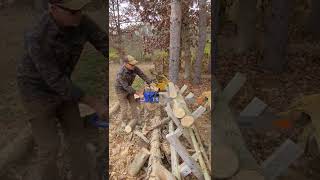 Dad tries the Holzfforma G660 92cc Chainsaw with 36quot bar [upl. by Ettenwad]