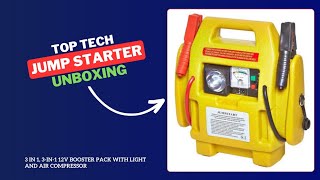 Cheap Jump Starter Top Tech 3in1 Jump Starter Pack Unboxing with Air Compressor [upl. by Ynoep]