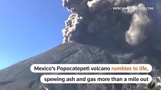 Smoke spews from Mexicos Popocatepetl volcano  REUTERS [upl. by Icram]