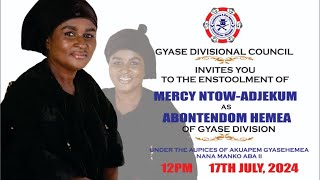 ENSTOOLMENT OF NANA AFUA GYANWA AS ABONTENDOMHEMEA OF GYASE DIVISION  AMANOKROM [upl. by Cristiano]