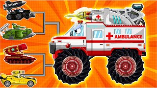 AMBULANCE MONSTER TRUCK is relentless but its rivals are too strong  Cartoons about tanks [upl. by Nickie938]