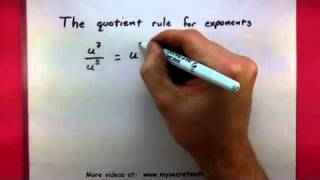 Algebra  Quotient rule for exponents [upl. by Airebma]