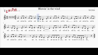 Blowin in the wind Bob Dylan  Flauto dolce  Note  Spartito  Instrumental  Karaoke  Canto [upl. by Ahsinom]