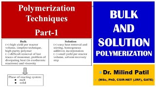 Polymerization Technique Part 1  Bulk and Solution Polymerization  UG PaathShaala [upl. by Ellehcram]