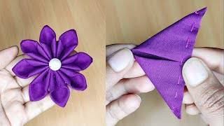 DIY Easy Tricks Fabric Flowers Making  New Design Cloth Flower Making [upl. by Anglim233]