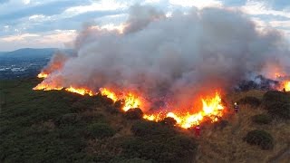 Firefighters tackle huge gorse fire at Bray Head in Wicklow [upl. by Regina467]