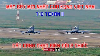 Hiếm gặp Máy bay huấn luyện T6 Texan II mang phù hiệu KQNDVN cất cánh biên đội ở sb Tân Sơn Nhất [upl. by Josephina846]