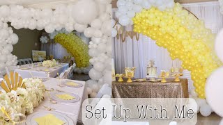 Rainbow and Cloud Balloon Garland Tutorial  You are my SONshine Baby Shower  Set Up With Me [upl. by Ellehsor]