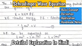 Schrodinger Wave Equation  Basic Concept  Derivation  Application  ImpFor BScMSc Notes [upl. by Ym277]