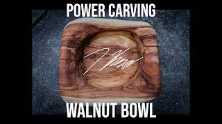 Power Carving  Walnut Bowl Bosch GWS 1000 amp Kaindl Woodcarver [upl. by Murry]