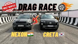 Creta Facelift 2024 vs Tata Nexon Drag Race 🚀🚗 118bhp vs 115bhp Manual vs Manual [upl. by Robyn838]