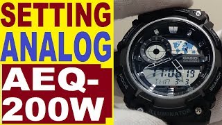 Setting Casio AEQ200W analog time 5472 manual [upl. by Notac785]