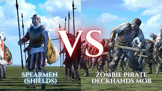 WARHAMMER III Total War  Spearmen Shields VS Zombie Pirate Deckhands Mob [upl. by Lalo]