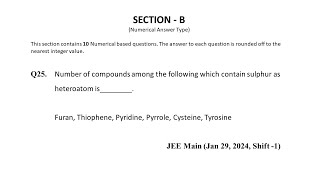 Q25 JEE Main Chemistry PYQ Jan 29 2024 Shift 1  GOC Biomolecules  NEON JEE NEET [upl. by Eselrahc]