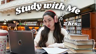 2 HOUR Study with Me at a beautiful library 🎧📔  Pomodoro with Break  Lofi  Background Noise [upl. by Byran]