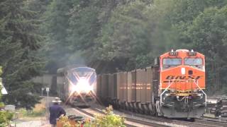 BNSF in the Cascades  Cascade Tunnel 737s and Empire Builders [upl. by Irb414]